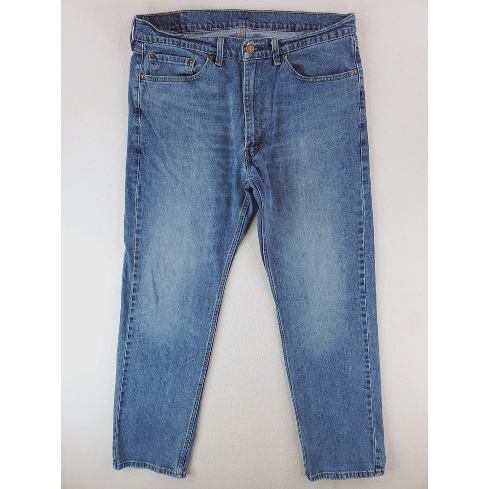 Levis 505 Jeans Mens 36x32 Blue Regular Straight Stretch Denim Pant Medium Stone